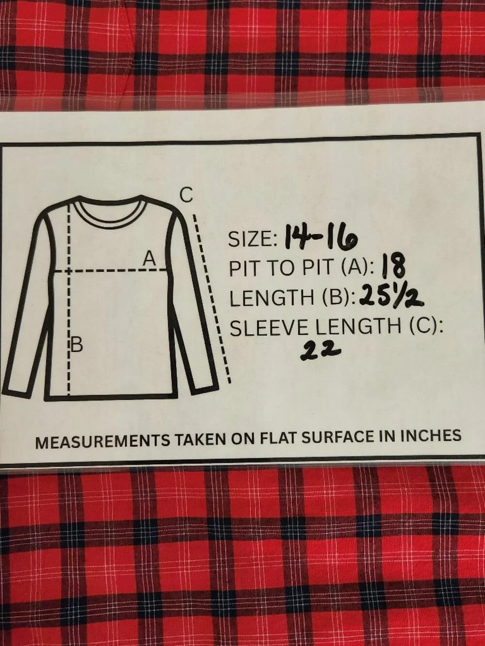 Old Navy Built in Flex Red and Black Plaid Shirt XL 14-16